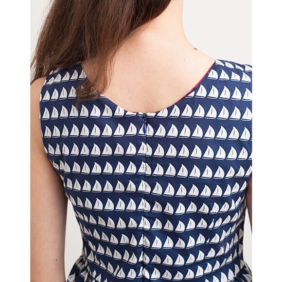 Kling Battelli Navy Blue A-Line Dress - Sailboat Print Medium - Picture 5 of 11